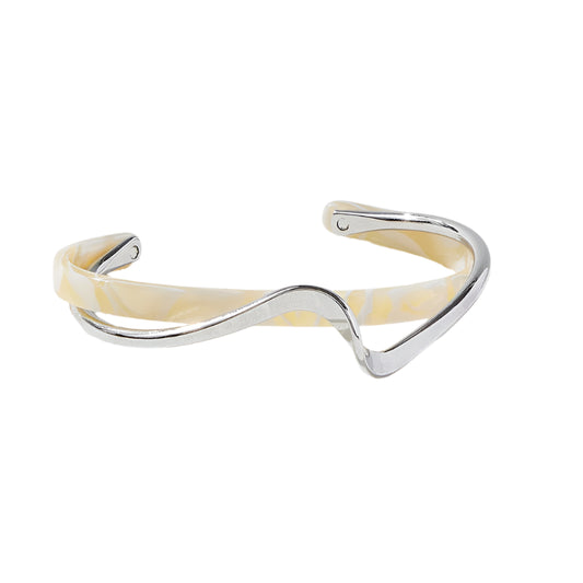 Geometric White Shell Cuff Bracelet