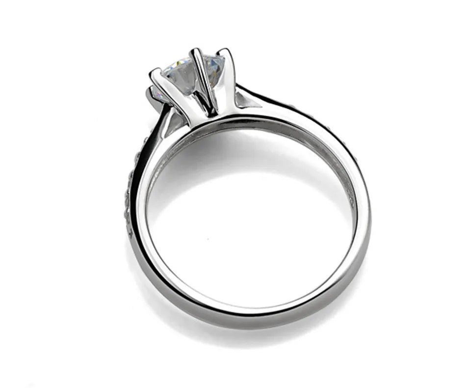Sterling Six-Claw Solitaire Ring
