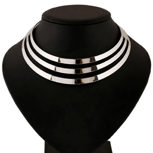 Bold Alloy Layered Necklace