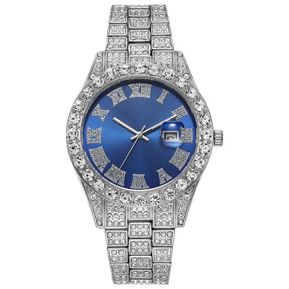 Gold Roman Calendar Watch – Stainless Steel Men and Ladies Quartz