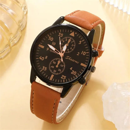 The Relogio Masculino Set - Brown Leather Quartz