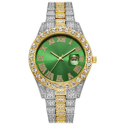 Gold Roman Calendar Watch – Stainless Steel Men and Ladies Quartz