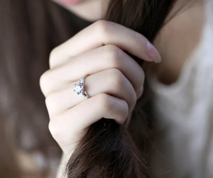 Sterling Six-Claw Solitaire Ring