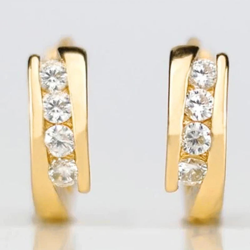 Gold Hoop Earrings with Cubic Zirconia Accents