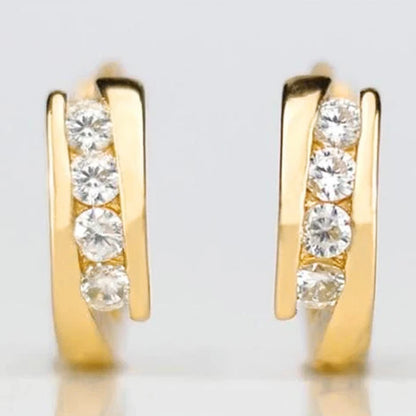 Gold Hoop Earrings with Cubic Zirconia Accents