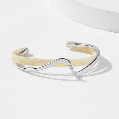 Geometric White Shell Cuff Bracelet