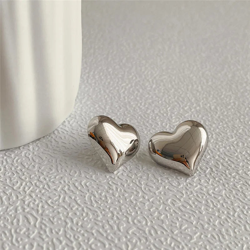 Lats Gold or Silver Heart Stud Earrings