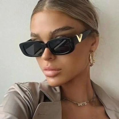 The Versacer'ed Cat Eye Rectangle Sunglasses – UV400 Retro Frame