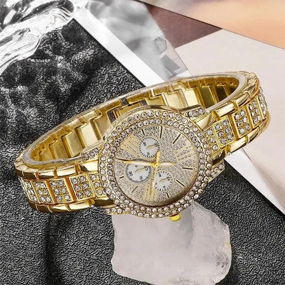 Luxury 6PCS Women's Rhinestone Watch & Jewelry Set
