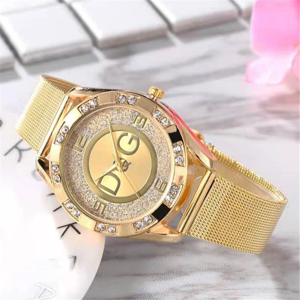 The Dolce Vida Diamond Accent Gold Mesh Women's Watch