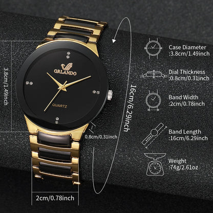 Elegant Couple’s Stainless Steel Watch Set – Fashion Quartz Collection