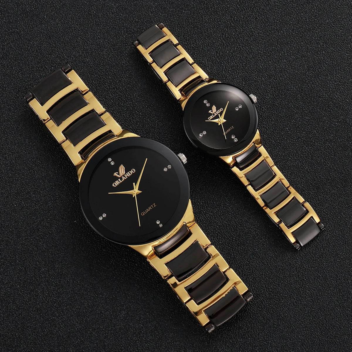 Elegant Couple’s Stainless Steel Watch Set – Fashion Quartz Collection