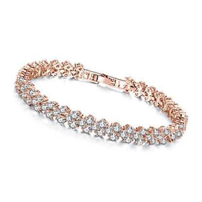 Roman Heart Crystal Chain Bracelet – Lovers' Edition