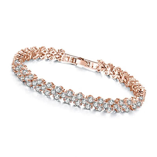 Roman Heart Crystal Chain Bracelet – Lovers' Edition