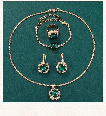 Women's 6PCS Quartz Watch & Jewelry Set – Red, Green, or Black Collection