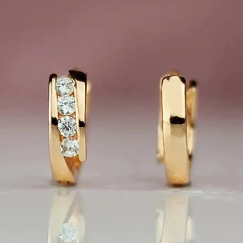 Gold Hoop Earrings with Cubic Zirconia Accents