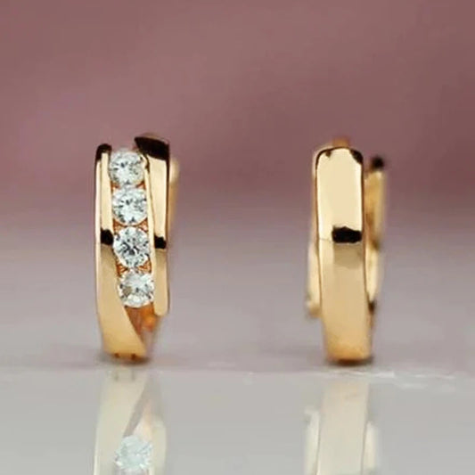 Gold Hoop Earrings with Cubic Zirconia Accents
