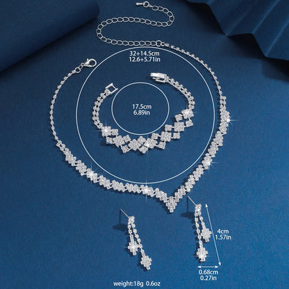 Silver Plated Rhinestone Bridal Jewelry Set – 4-Piece Elegant Collection