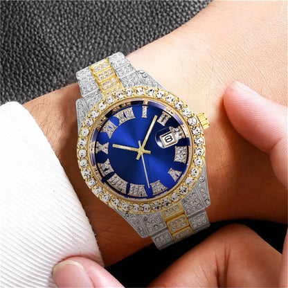 Gold Roman Calendar Watch – Stainless Steel Men and Ladies Quartz