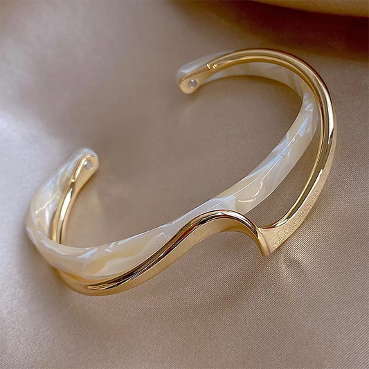 Geometric White Shell Cuff Bracelet