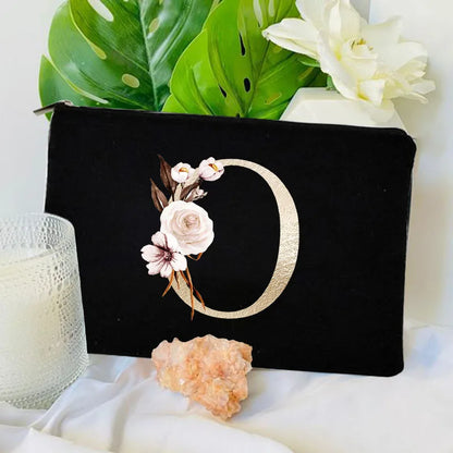 Floral Canvas Cosmetic Bag – Travel Makeup & Toiletry Pouch