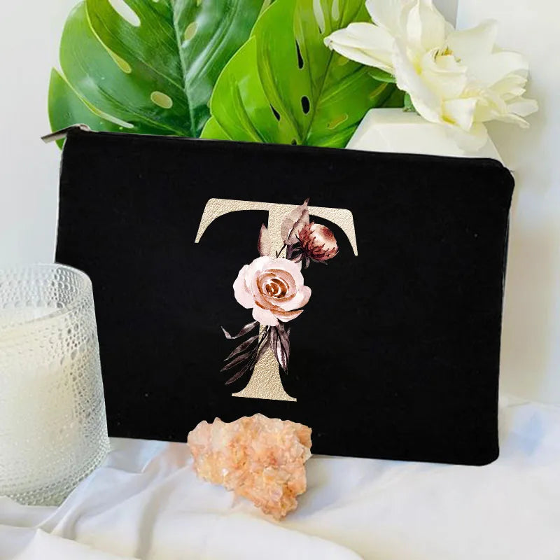 Floral Canvas Cosmetic Bag – Travel Makeup & Toiletry Pouch