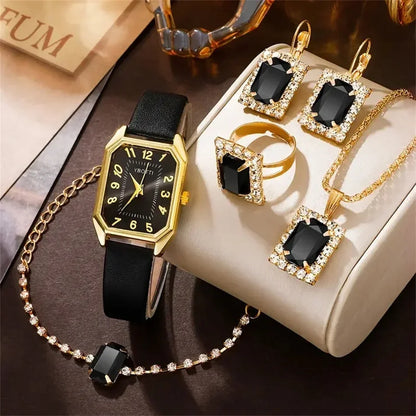 LOW STOCK! Luxury Square Dial Women's Quartz Watch – Blue Leather Band