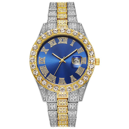 Gold Roman Calendar Watch – Stainless Steel Men and Ladies Quartz
