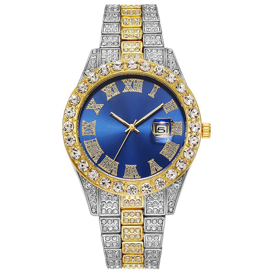 Gold Roman Calendar Watch – Stainless Steel Men and Ladies Quartz