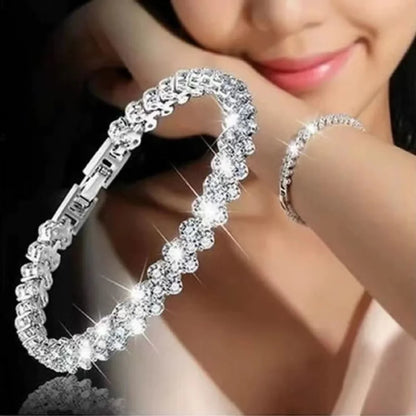 Roman Heart Crystal Chain Bracelet – Lovers' Edition
