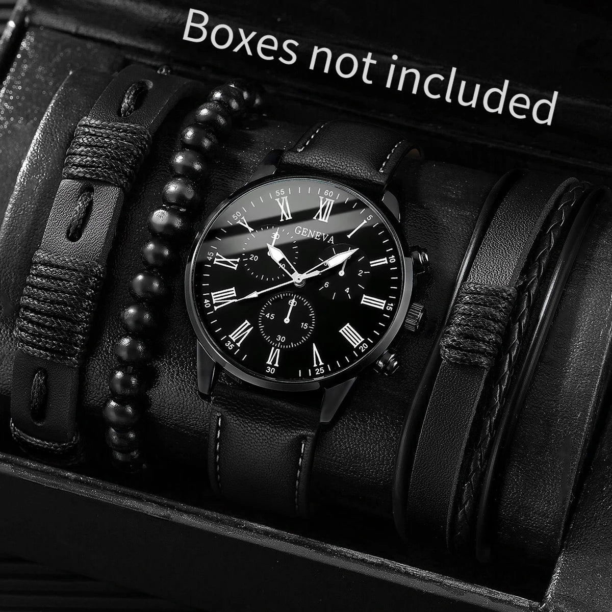 Men’s Nylon Strap Watch & Bracelet Set – 4/5PCS