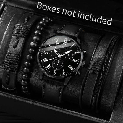 Men’s Nylon Strap Watch & Bracelet Set – 4/5PCS