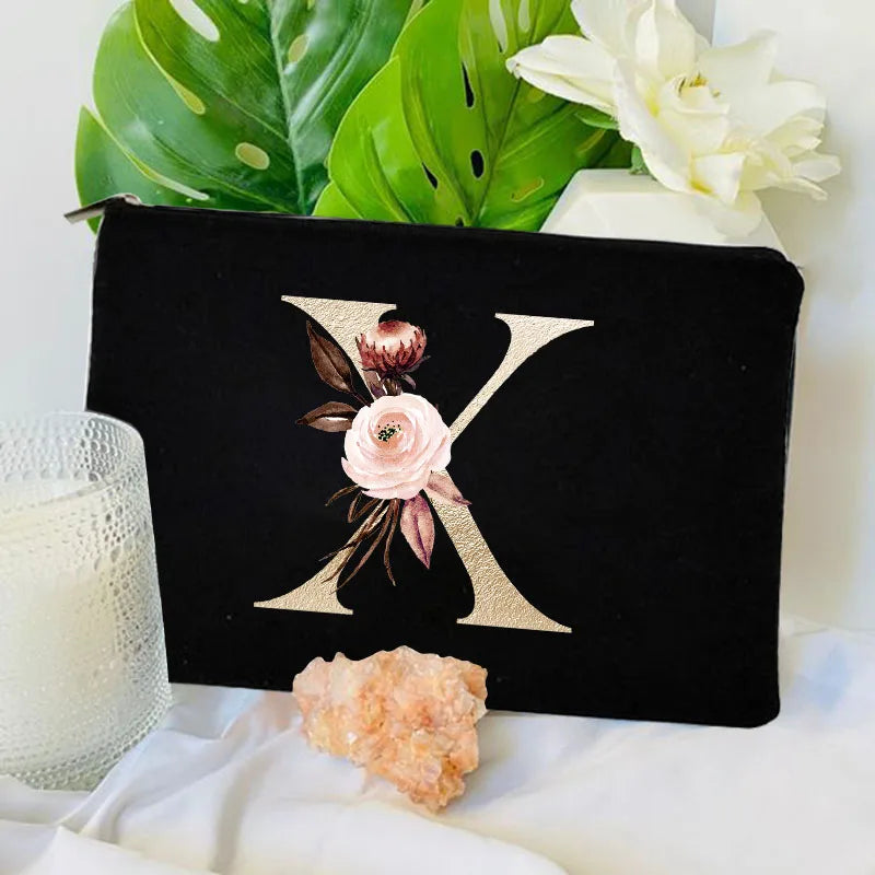 Floral Canvas Cosmetic Bag – Travel Makeup & Toiletry Pouch
