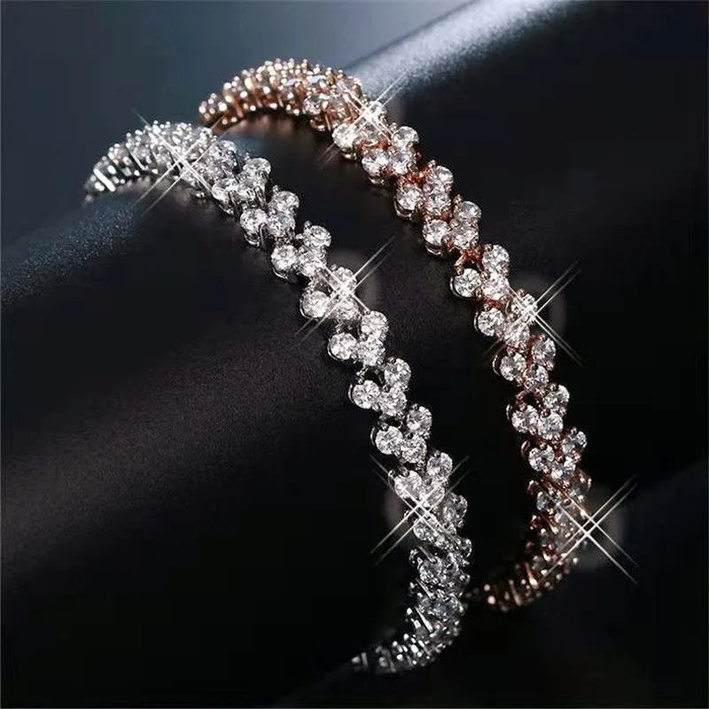 Roman Heart Crystal Chain Bracelet – Lovers' Edition