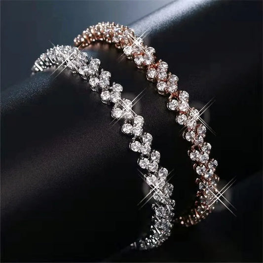 Roman Heart Crystal Chain Bracelet – Lovers' Edition