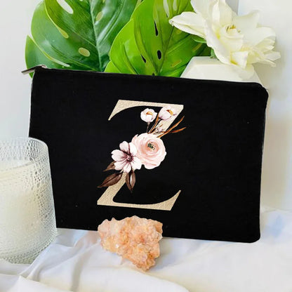 Floral Canvas Cosmetic Bag – Travel Makeup & Toiletry Pouch