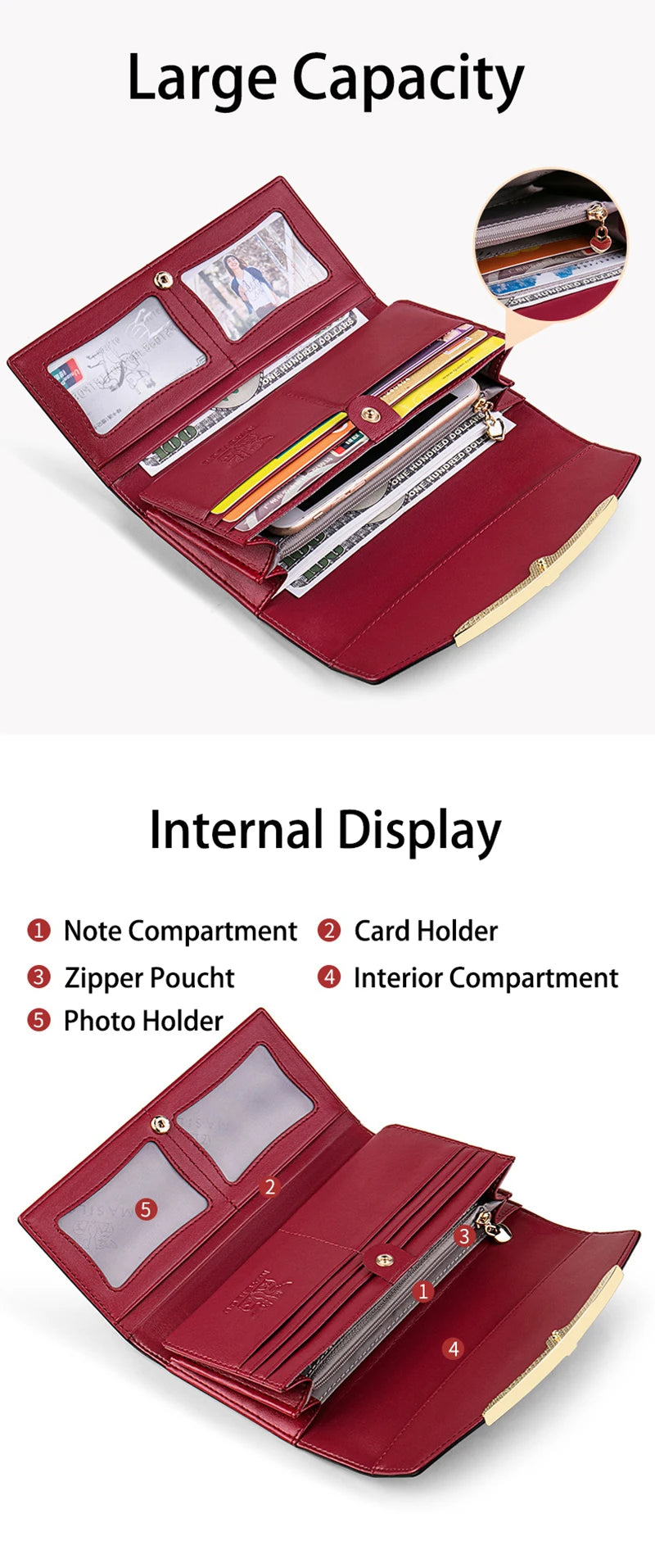 Luxury Leather Long Wallet – RFID Secure with Phone and Card Pockets