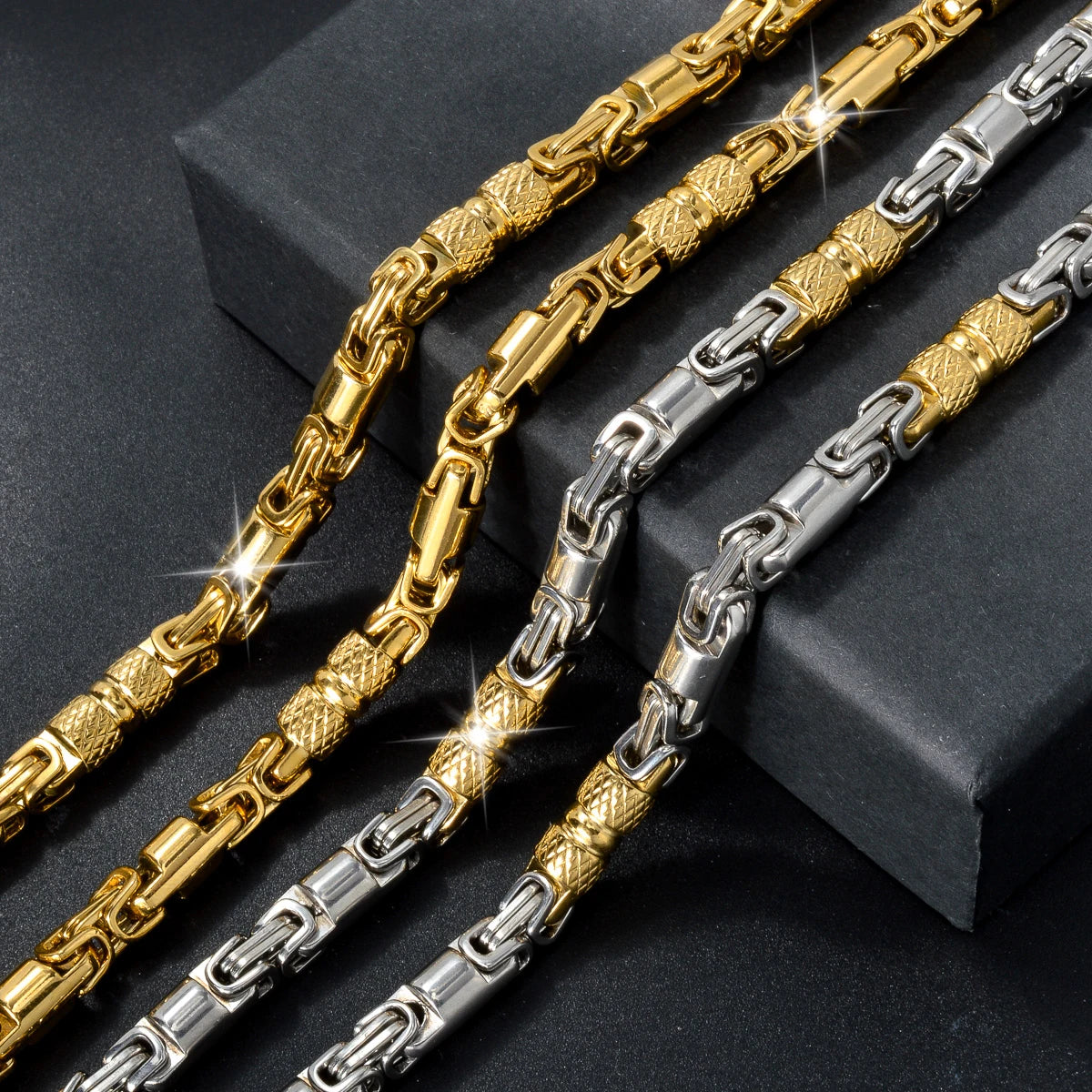 Couples Byzantine Chain Necklaces – His & Hers Stainless Steel Statement Jewelry