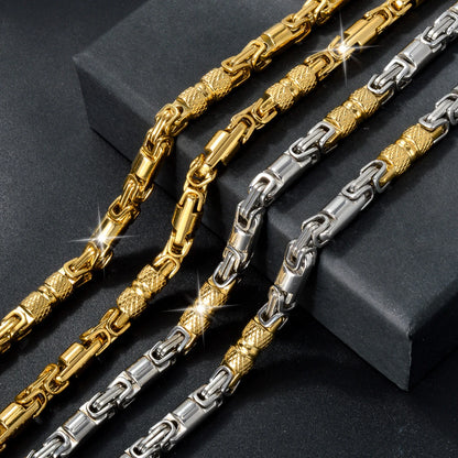 Couples Byzantine Chain Necklaces – His & Hers Stainless Steel Statement Jewelry