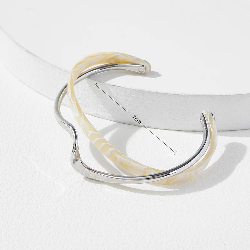 Geometric White Shell Cuff Bracelet