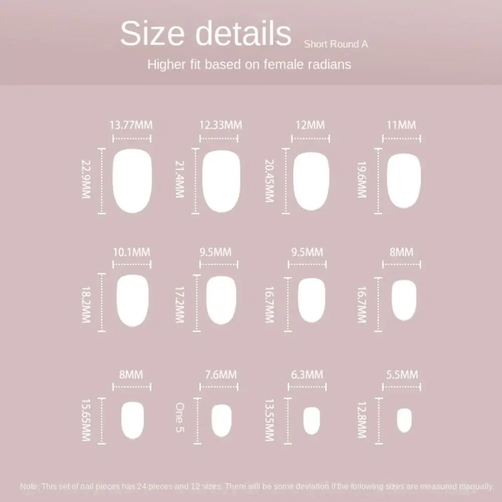 Short French Press-On Nails – 24-Piece Set