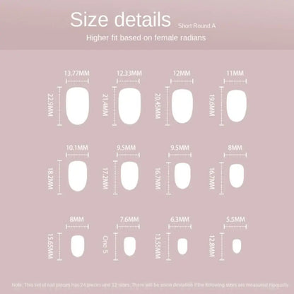 Short French Press-On Nails – 24-Piece Set