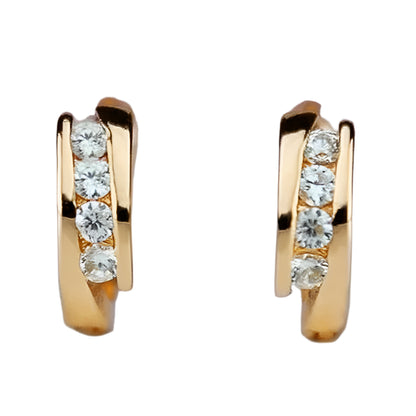 Gold Hoop Earrings with Cubic Zirconia Accents
