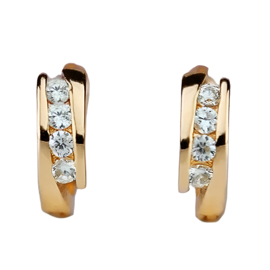 Gold Hoop Earrings with Cubic Zirconia Accents