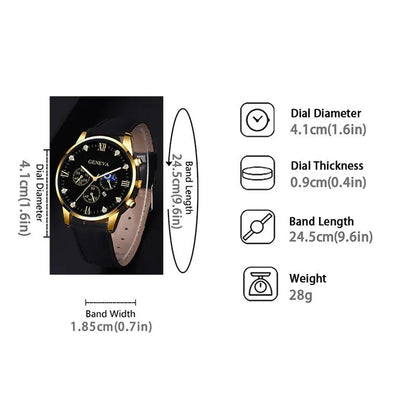 Geneva Men and Ladies Luxury Leather Watch with Bonus Gift