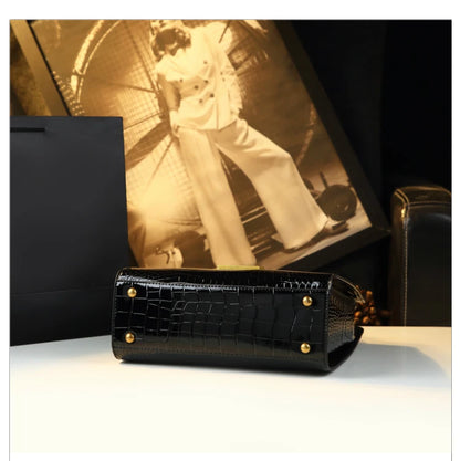 St Laurell Crocodile-Texture Luxury Tote Shoulder Bag