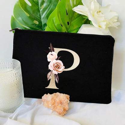 Floral Canvas Cosmetic Bag – Travel Makeup & Toiletry Pouch
