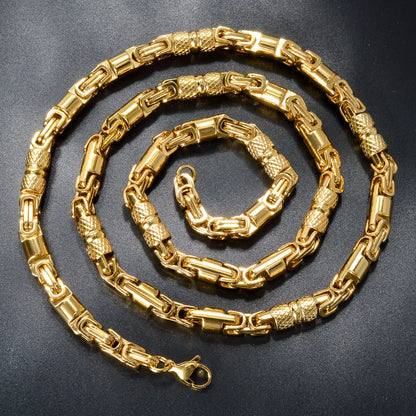 Couples Byzantine Chain Necklaces – His & Hers Stainless Steel Statement Jewelry