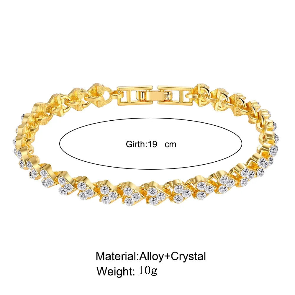 Roman Heart Crystal Chain Bracelet – Lovers' Edition