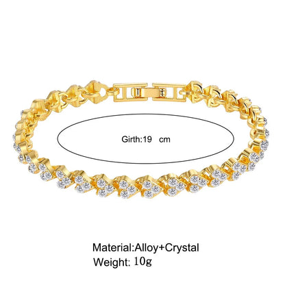 Roman Heart Crystal Chain Bracelet – Lovers' Edition